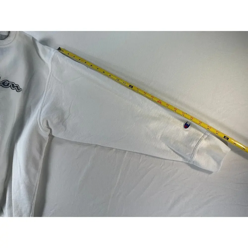 Champion Men’s XL White Crewneck Sweatshirt Script Logo Cotton Blend Pullover